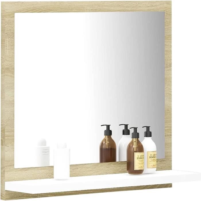 Miroir de Salle de Bain Miroir Mural Blanc et chêne Sonoma 40x105x37 cm[663]