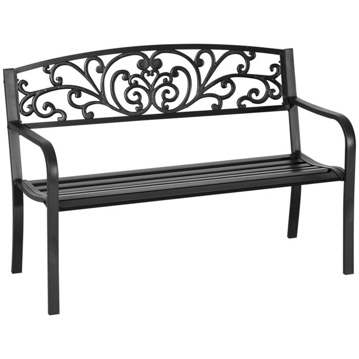 Outsunny - banc dextérieur - Métal - 127x60x87cm - Noir