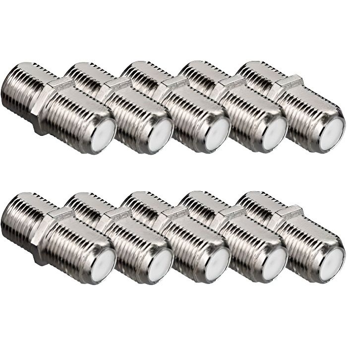 10 x Raccord coupleur connecteur fiche F Femelle - F Femelle Pour câble  coaxial Antenne et Parabole Satellite - TNT - SAT - coupleur d'antenne,  avis et prix pas cher - Cdiscount