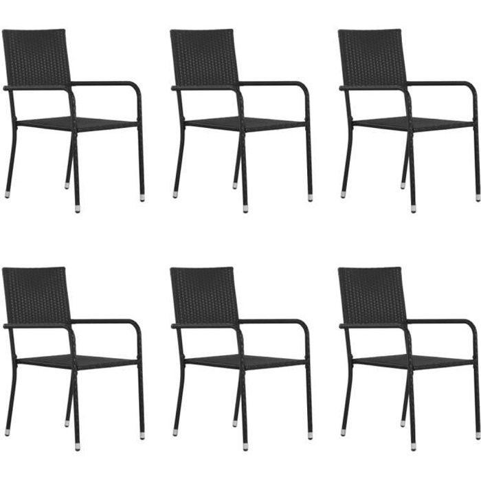 Ensemble 6 Chaises De Jardin En Teck Et Acier Inox - Empilables, Style Moderne, Charge 200 Kg