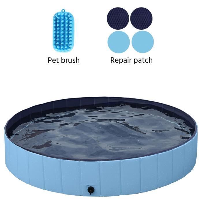 yaheetech piscine pour chien pliable xxl 160 x 30 cm baignoire baignade portable bain animal extérieur intérieur antidérapant