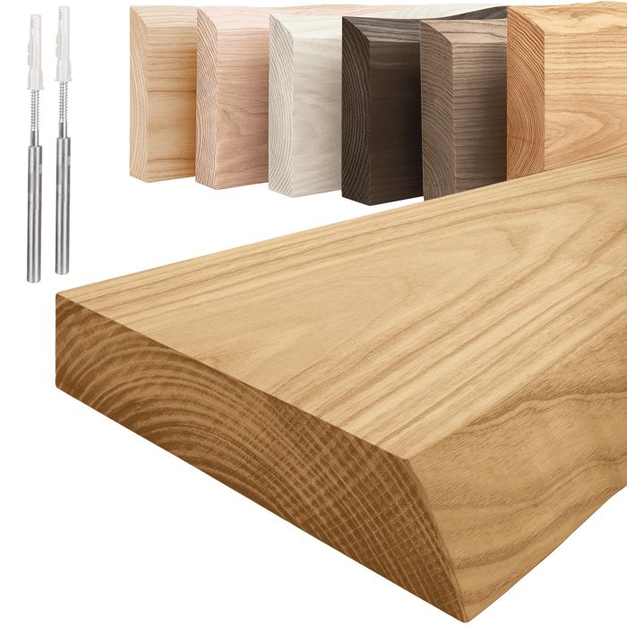 LAMO Manufaktur Étagère flottante murale bois avec fixation invisible Etagere 40 cm largeur Couleur: rustique Bord: naturel LAMO Manufaktur Étagère flottante murale bois avec fixation invisible Etagere 40 cm largeur Couleur: rustique Bord: naturel