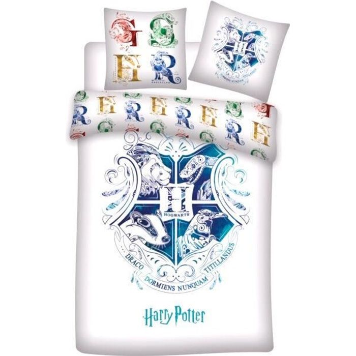 harry potter housse de couette 140x200 taie d oreiller 63x63 parure de lit 1 personne cdiscount maison