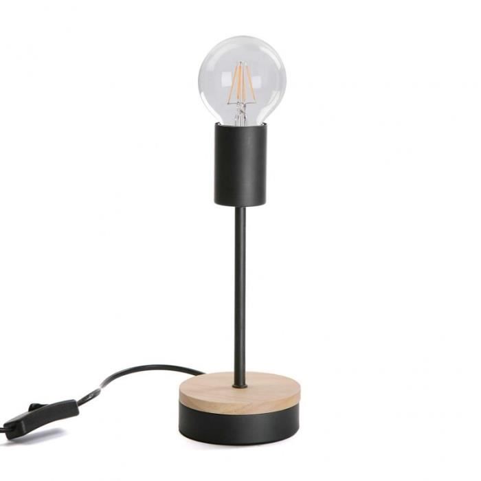 Lampe De Table Noire Sur Pied Neuve Design Ampoule Original 25cm