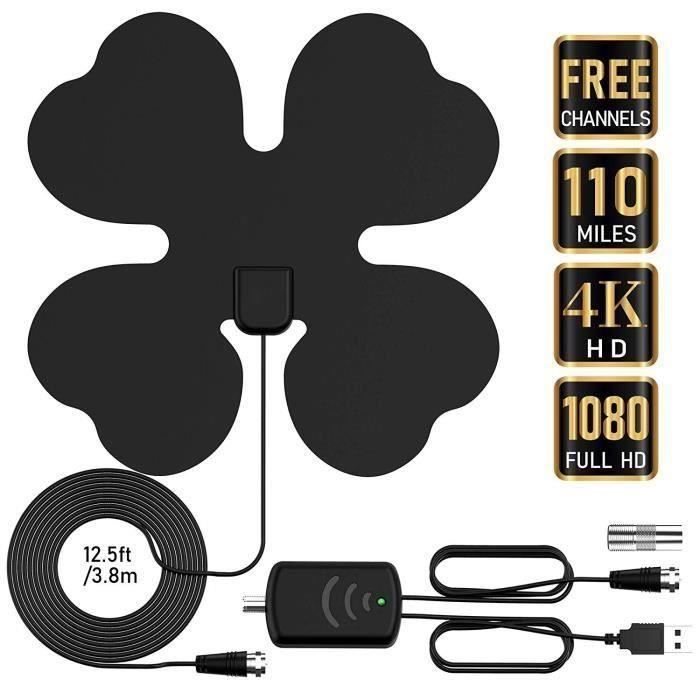 Antenne TV Intérieur Puissante, Zttopo Antenne TNT Intérieur HDTV  80-110Miles avec Signal Amplificateur Booster Support 4K HD VHF UH - antenne  rateau, avis et prix pas cher - Cdiscount