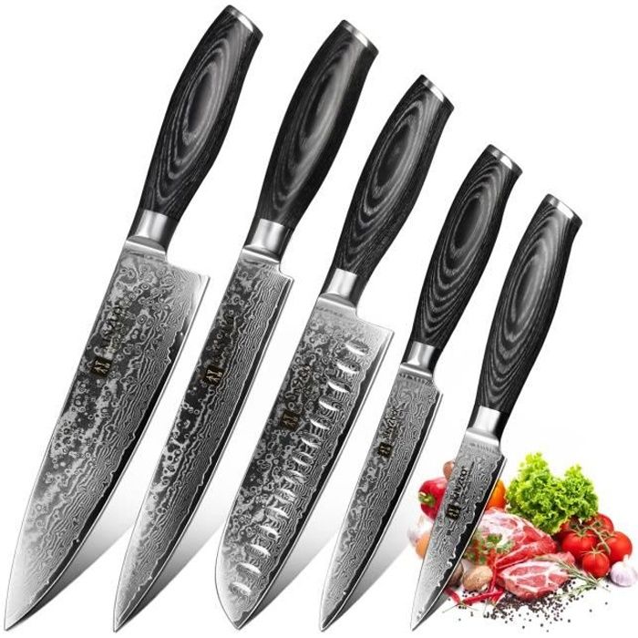 Couteau De Cuisine Acier Damas Achat Vente Pas Cher