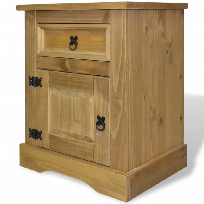 Meuble de chevet - CORONA - Gamme Corona - Pin massif - Marron - 53 x 39 x 67 cm Meuble de chevet - CORONA - Gamme Corona - Pin massif - Marron - 53 x 39 x 67 cm