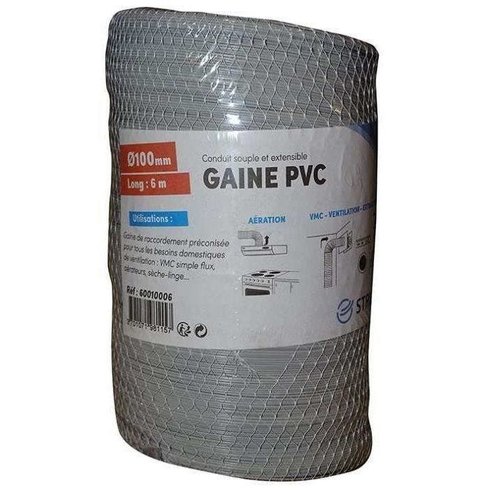 Gaine souple PVC AUTOGYRE - Filet Ø 100 mm - 6 ml - Gris pour salle de bains