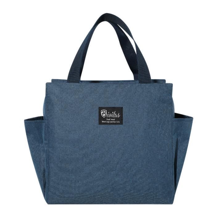 Sac Repas Isotherme Oxford - Grande Capacité 21x15.5x17 Cm - Glacière Portable Pour Pique-nique, Camping, École - Bleu Foncé - 9