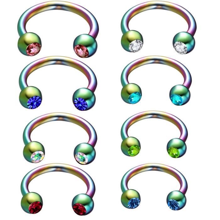 Lot 12 Anneaux De Nez Fer à Cheval 14G Acier Inox 316L – Bijoux Piercing Septum Lèvre Hypoallergéniques