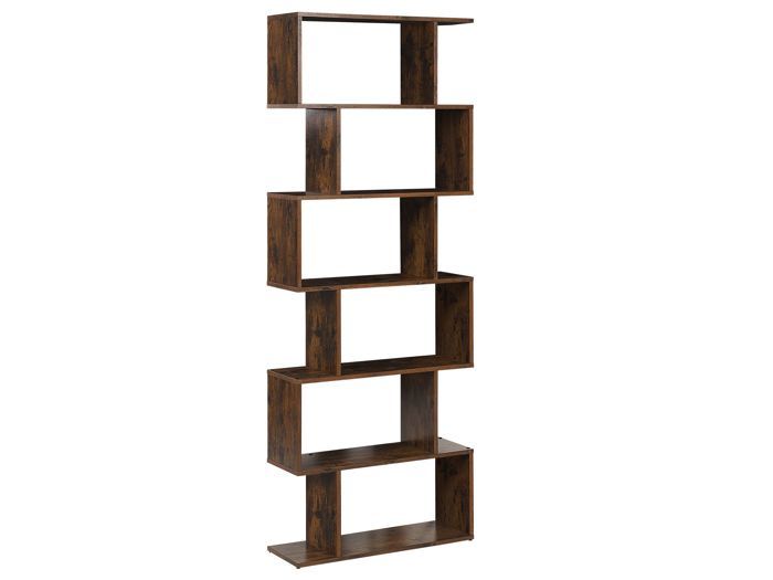 Bibliothèque design effet bois foncé 6 niveaux VALDOSA Bibliothèque design effet bois foncé 6 niveaux VALDOSA
