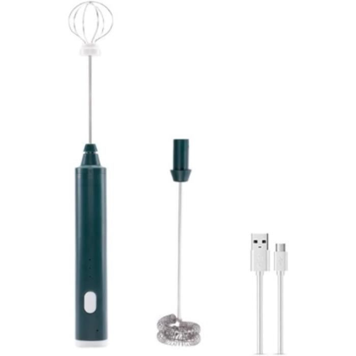 Mousseur de Lait Électrique Tête de Fouet Double Ressort Rechargeable USB Mousseur À Lait de