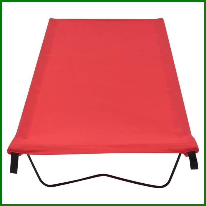 CUQUE Lits de camping 2 pcs 180x60x19 cm Tissu Oxford et acier Rouge-Expédition Rapide