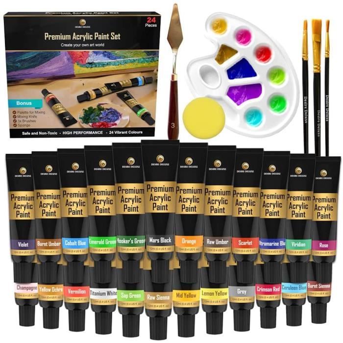 Desire Deluxe Peinture acrylique non toxique, peinture pour pierre, céramique, verre, bois, porcelaine Ensemble de bricolage complet