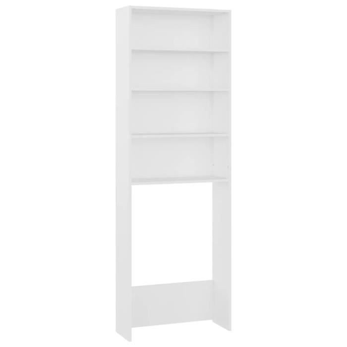 Meuble de salle de bain - DUOKON - Armoire pour machine à laver - Blanc - 64x24x190 cm - Montage facile