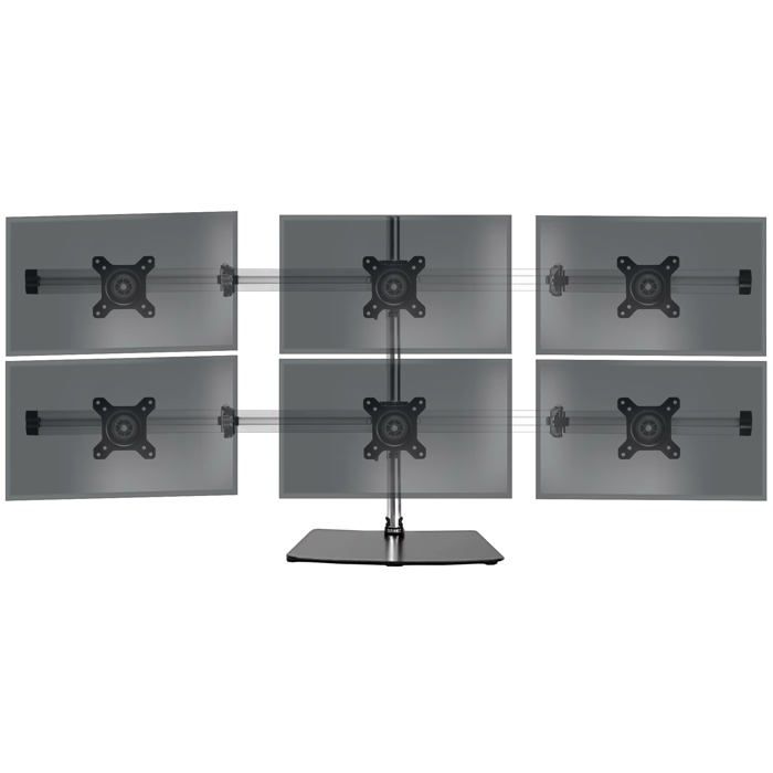Duronic DM756 Support sextuple 6 écrans PC sur socle – Potence de 70 cm – Rotatif / Inclinable