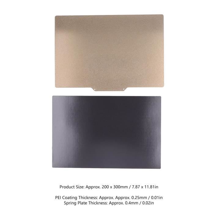 Plateau D'impression 3D Acier Ressort 235x235 Mm - Double Face PEI/PEO - Compatible Ender 3, CR-10, Etc. - Démoulage Facile