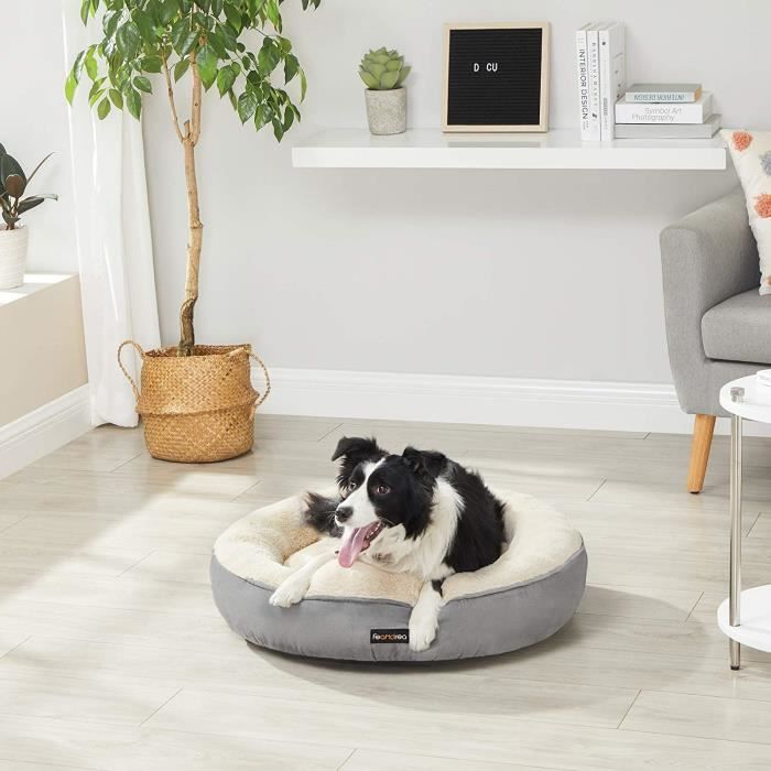 FEANDREA Panier pour Chien Rond Lit Chat Donuts ø 70 cm Gris Clair PGW070G01 FEANDREA Panier pour Chien Rond Lit Chat Donuts ø 70 cm Gris Clair PGW070G01