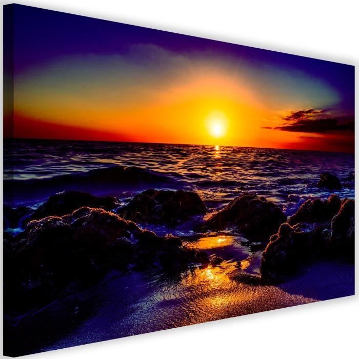 tableau decoration murale mer vue coucher de soleil 60x40 cm paysage plage artistique photographie toile intissee pour salon cdiscount maison coloriage sonic gratuit pdf