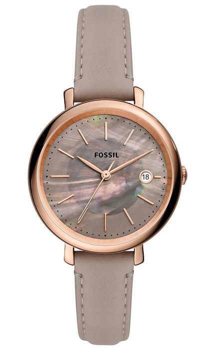 Bracelet cuir / tissu femme - FOSSIL - Montre Fossil Jacqueline solaire cuir gris - Couleur de la matière:Rose