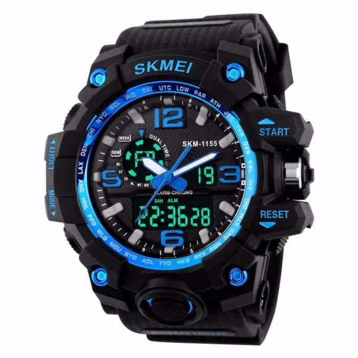 Getek Montre Homme Quartz Digital Sports Bleu Achat vente