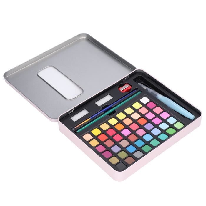 Boîte Aquarelle 12/18 Couleurs - Pigments Solides Haute Qualité, Avec Pinceau à Eau, Palette Et éponge, Portable