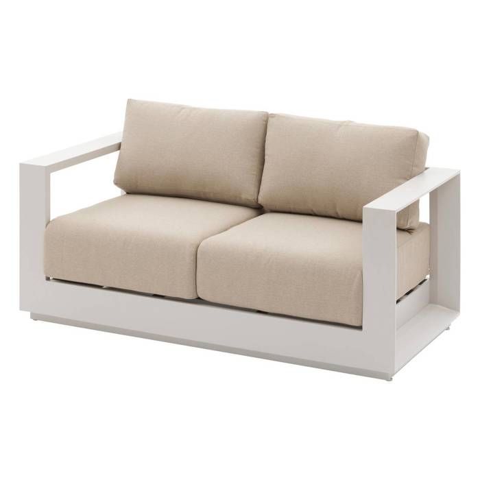 Canapé de jardin en aluminium 2 places ALLURE Avoine et zebrano - vue 2