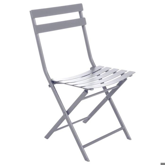 Chaise de jardin pliante Greensboro gris quartz en acier traité époxy - Hespéride