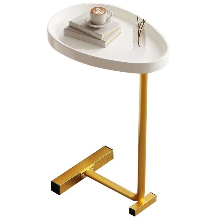 hurrise table de chevet table d'appoint en forme de c, petit œuf ovale, bout de canapé, table basse qui glisse meuble table or
