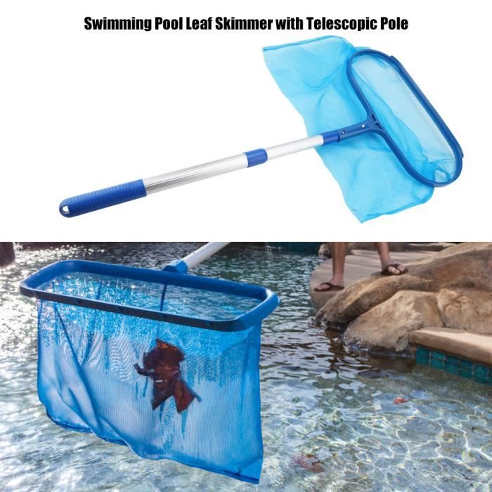 Épuisette Piscine PCVANLEY 160cm - Perche Aluminium 5 Sections - 2 Filets Amovibles - Nettoyage Feuilles