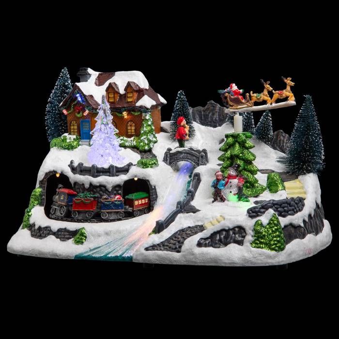 Village de Noël train et traineau animé 14 LED + transfo Atmosphera createur dinterieur