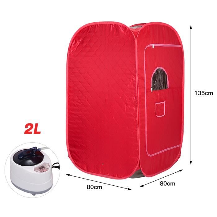 KEDIA. Sauna Générateur Spa Bain De Tente Portable Avec steamer 2L et petite chaise pliante 80*80*135cm (rouge)