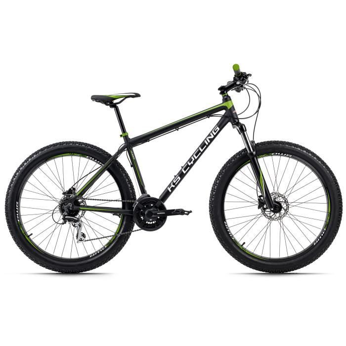 Vélo VTT Semi-Rigide 27'' Plus - KS CYCLING - Xceed - 24 Vitesses - Noir-Vert - Taille de Cadre 50 cm