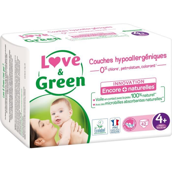 Couches LOVE & GREEN T4+ x42 - Hypoallergéniques et naturelles