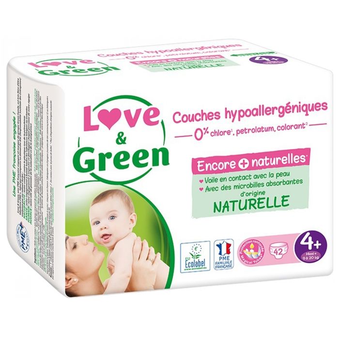 Couches LOVE & GREEN T4+ x42 - Hypoallergéniques et naturelles