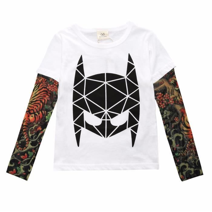 Enfants Toddler Bebe Tatouage Manches Long T Shirt Imprime Tops Coton Vetements Taille 80 130cm Style3 Cdiscount Pret A Porter