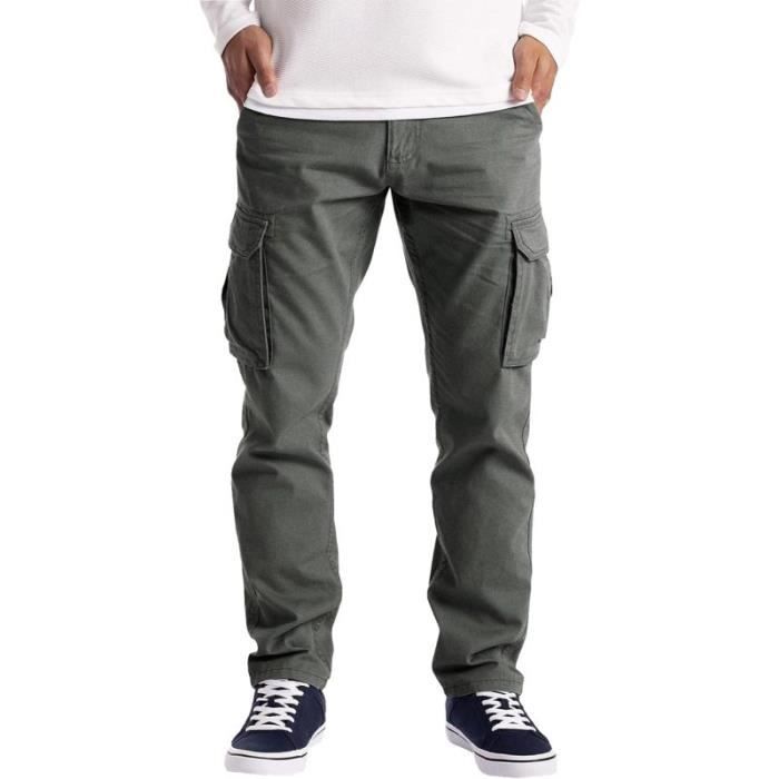 Pantalon Cargo Homme en Coton Casual Outdoor Grande Taille Pantalons de Travail Grande Taille avec 6 Poches Gris Cdiscount Pret a Porter