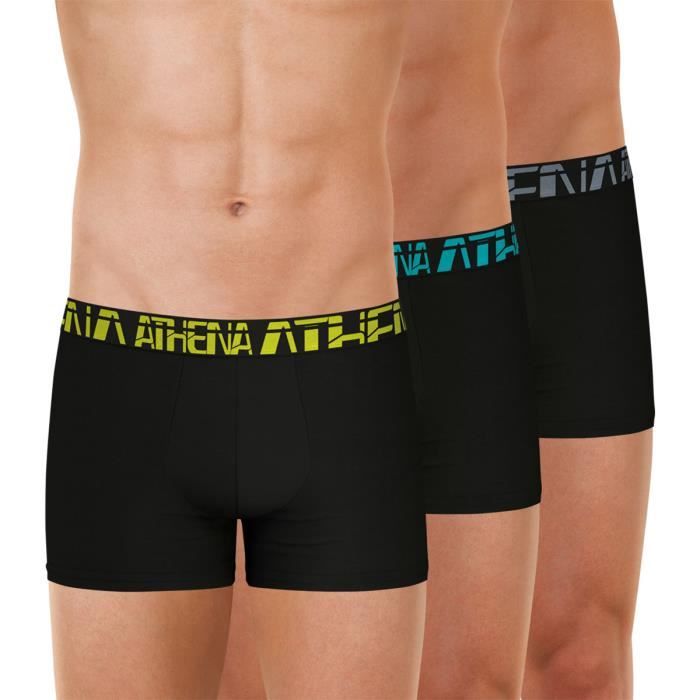 Boxers ATHENA 720 Stretch Micro Noir Lot de 3 Confort et liberte de mouvement Label OEKO TEX standard 100 Noir noir noir Cdiscount Pret a Porter