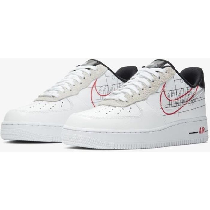Air Force 1 Low Script Swoosh Chaussures Baskets AF1 Airforce One pour  Homme Femme Blanc