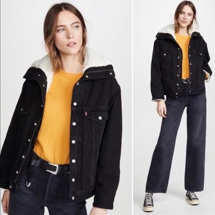 Faux sherpa lined denim jacket store