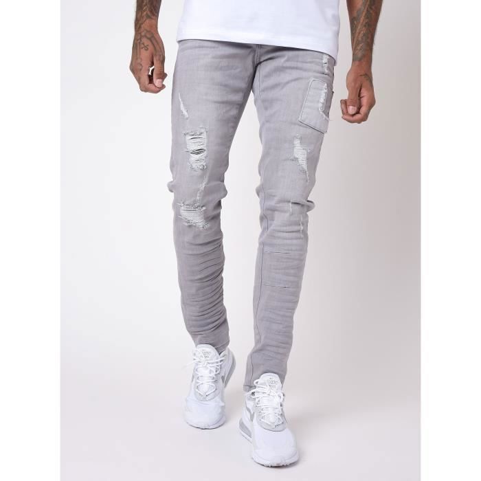 Project X Paris Pantalone Jeans Slim Effetto Usato – Blu Chiaro, 98% Cotone, 2% Poliestere, Taglie Uomo