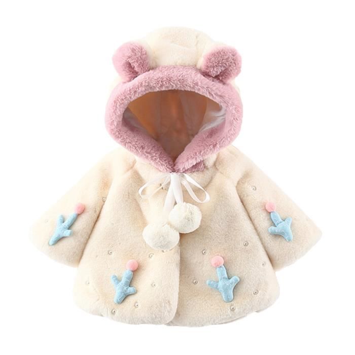 Bébé Garçons Filles Polaire Veste à Capuche Manches Longues Mignon Ours Oreille Pull à Capuche Intérieur Extérieur à Volants Floral Imprimer Bowknot Veste Molletonnée Zippée En Polaire