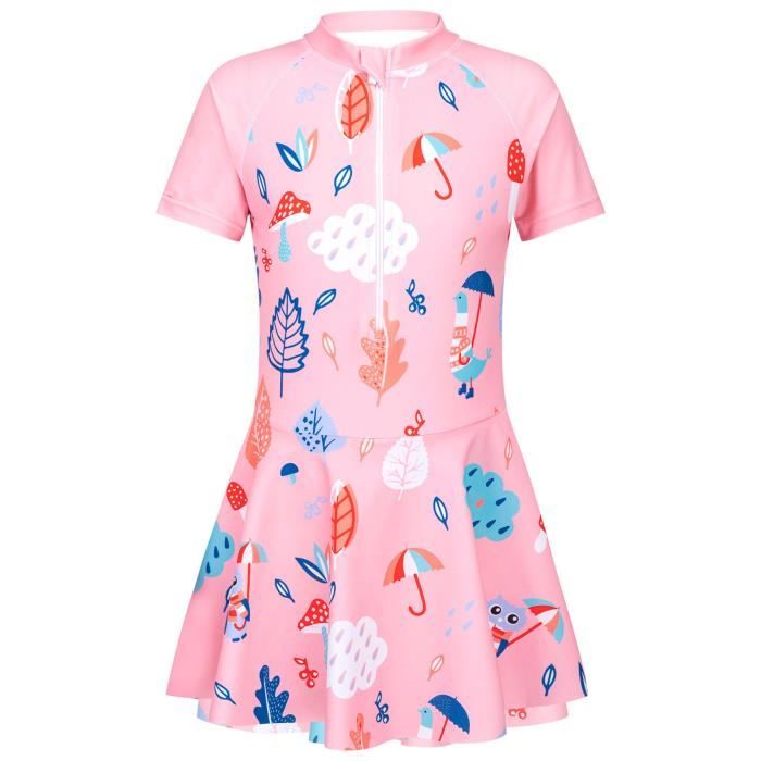 Maillot De Bain Anti-éruption Fille CHIC Rose - Rash Guard Piscine Et Plage - Neuf Avec étiquette