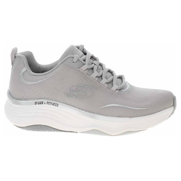 chaussures de fitness pour femme skechers dlux pure glam gris