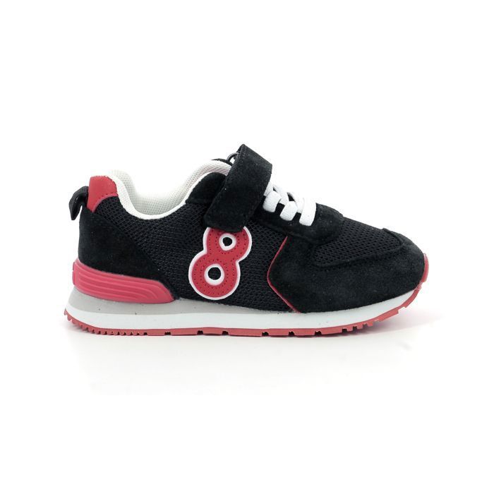 MOD 8 MOD8 Snooklace - Baskets basses enfant mixte noir et rouge cuir suédé & textile