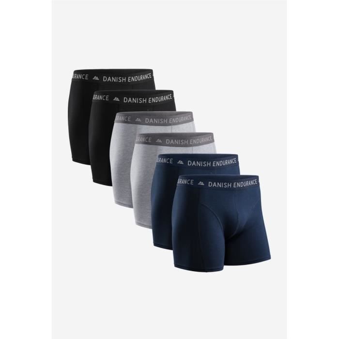 Lot de 6 boxers en coton ultra doux homme DANISH ENDURANCE - MULTICOLOR -  caleçon confortable - respirant