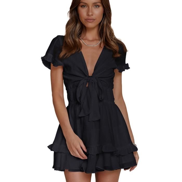 Robe slim de couleur unie à col en V