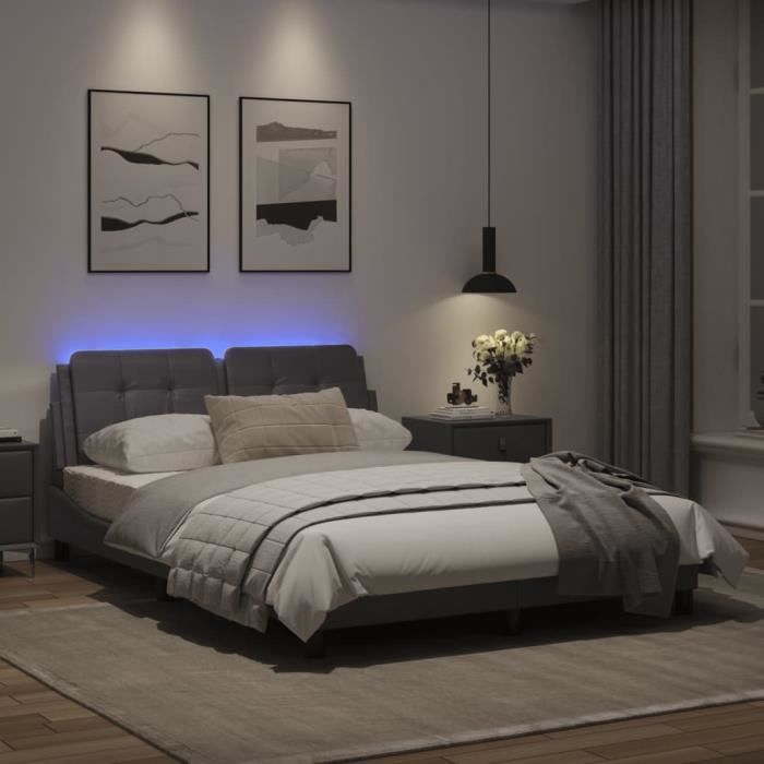 Lit Fille 90x200cm Avec LED - Tête De Lit Nuage Et Couronne - Rembourré - Sans Matelas