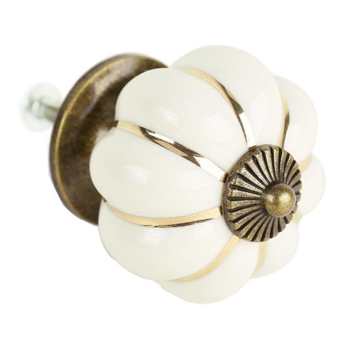 Potiron Poign/ée Bouton Armoire Meubles Bouton poign/ée Porte Meubles Boutons C/éramique Porcelaine Fleur Meuble blanc Souvent 5pcs