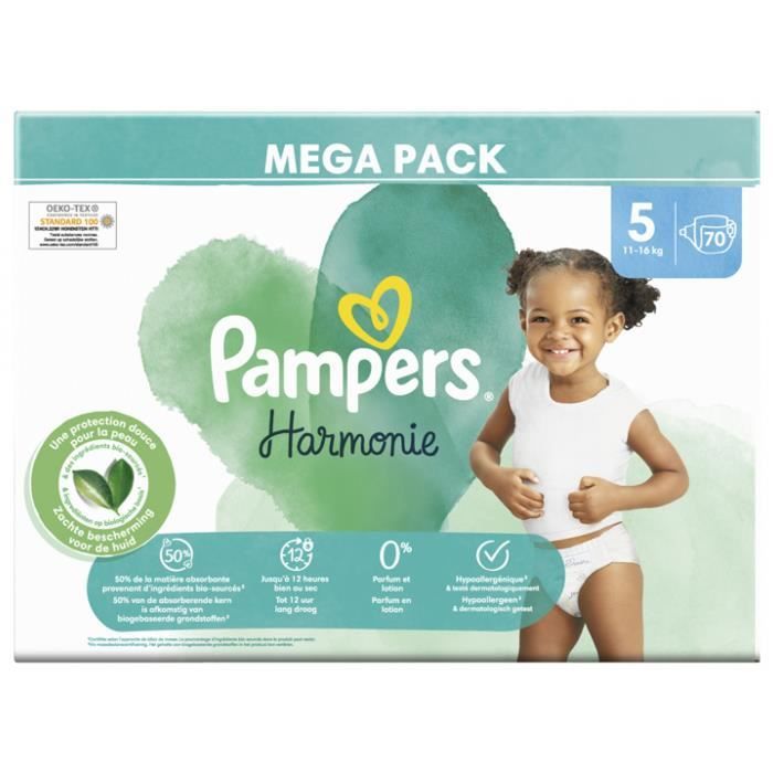 Couches Pampers Harmonie - Taille 5 - 70 couches
